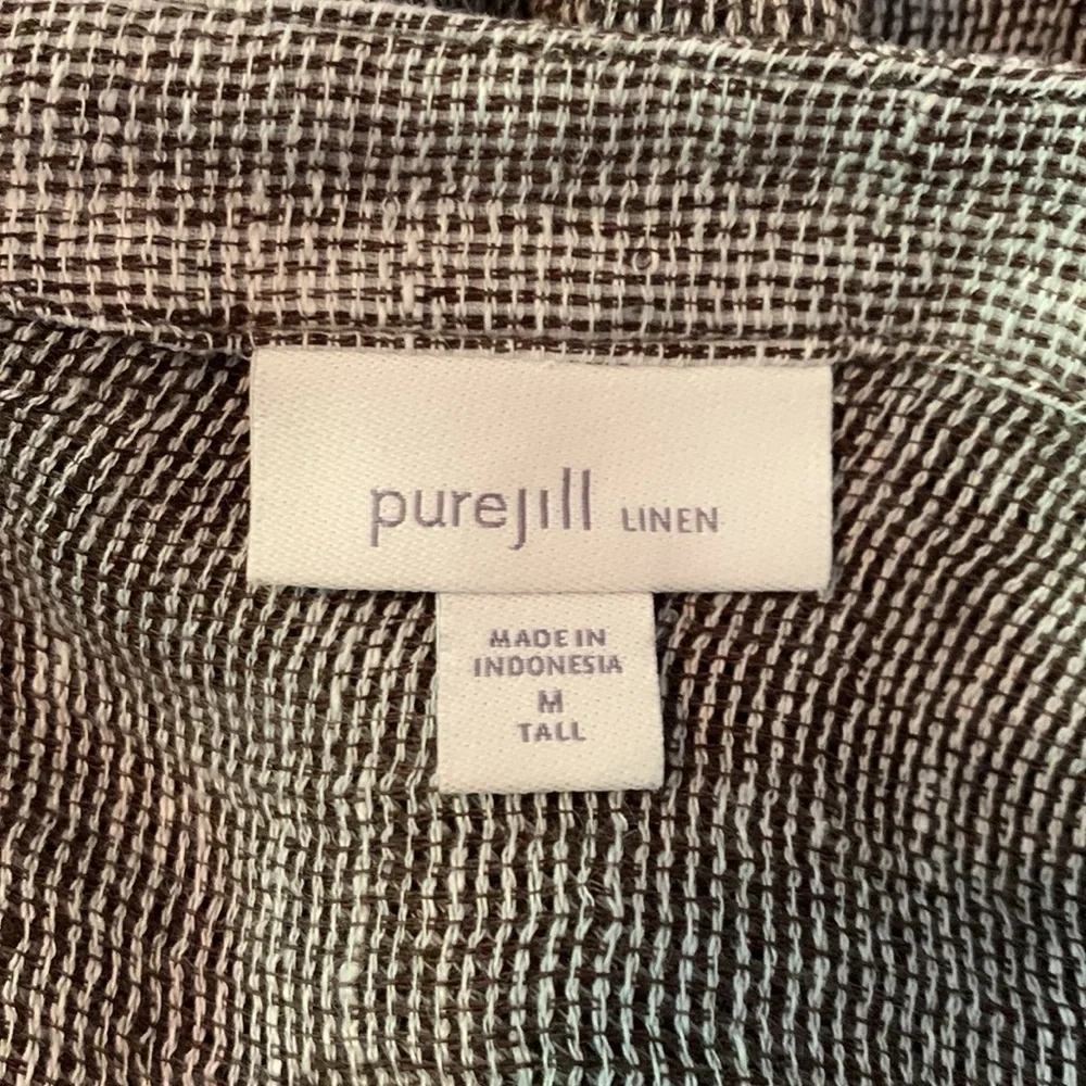 Pure Jill linen top. Split neck M tall. - Picture 3 of 4